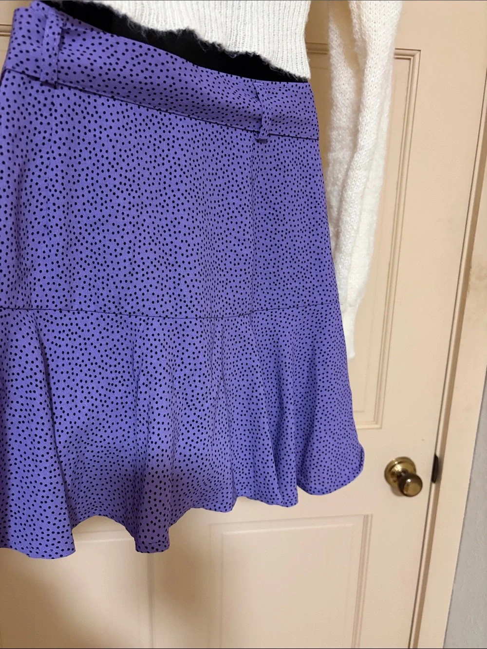 Purple Polka Dot Tie-Waist Skort